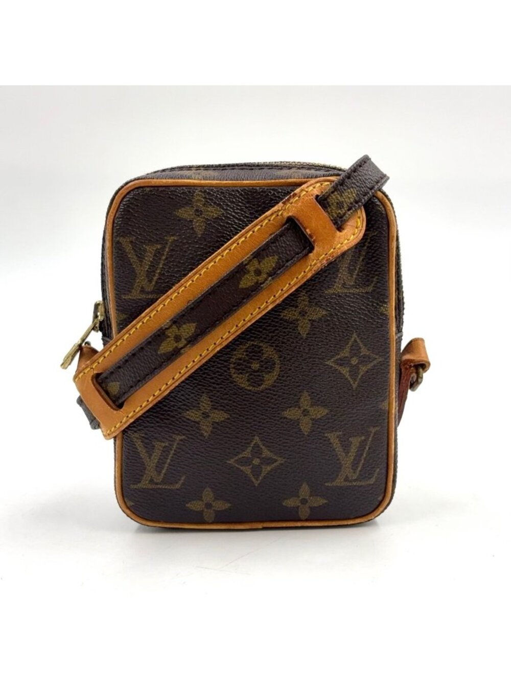 Louis Vuitton Mini Danube Monogram Leather Brown Light Shoulder Bag Gold